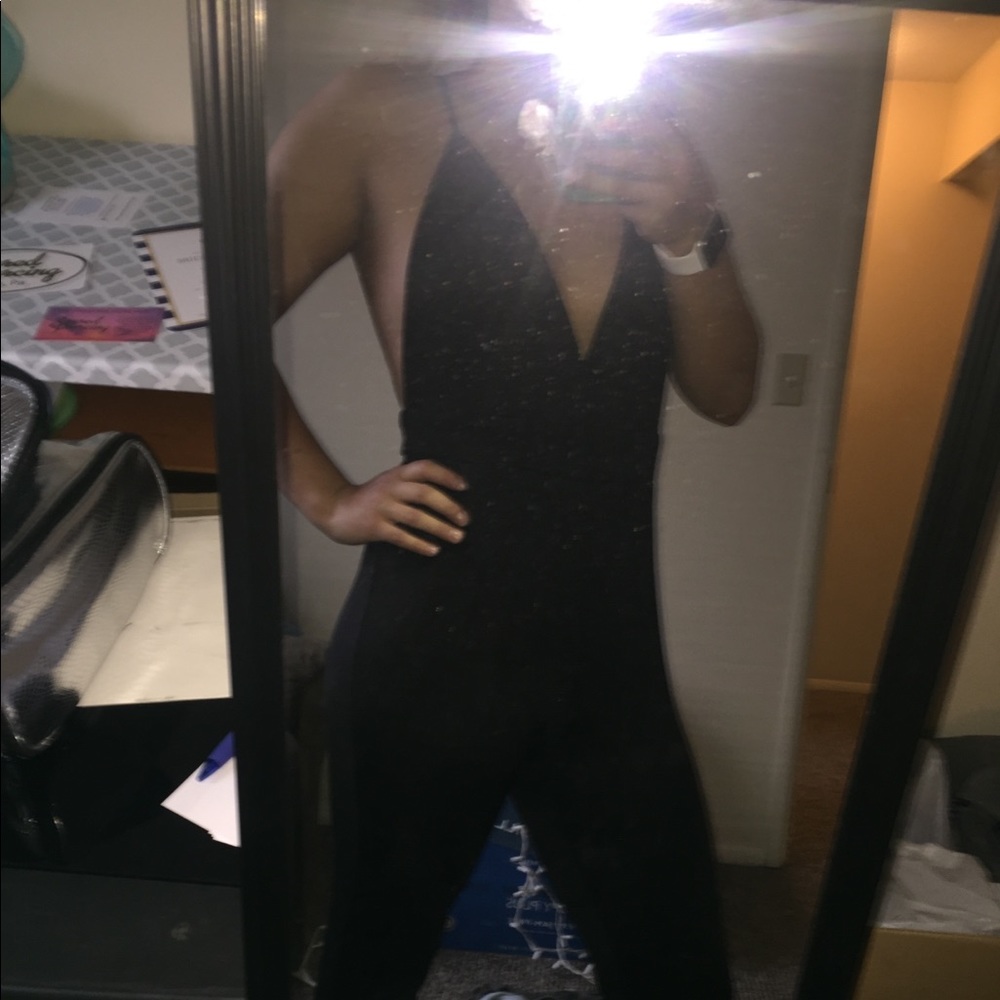 Black Strappy Pantsuit